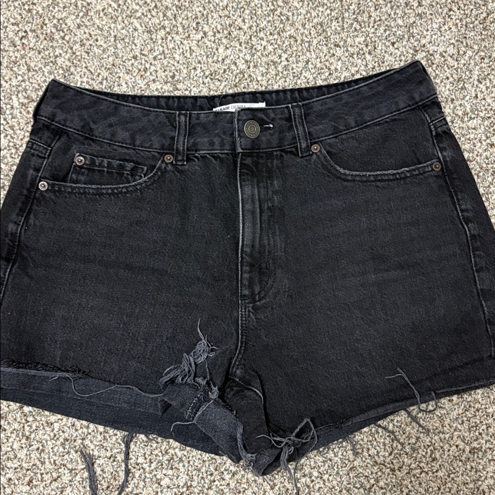 Garage Black Denim Mom Shorts
